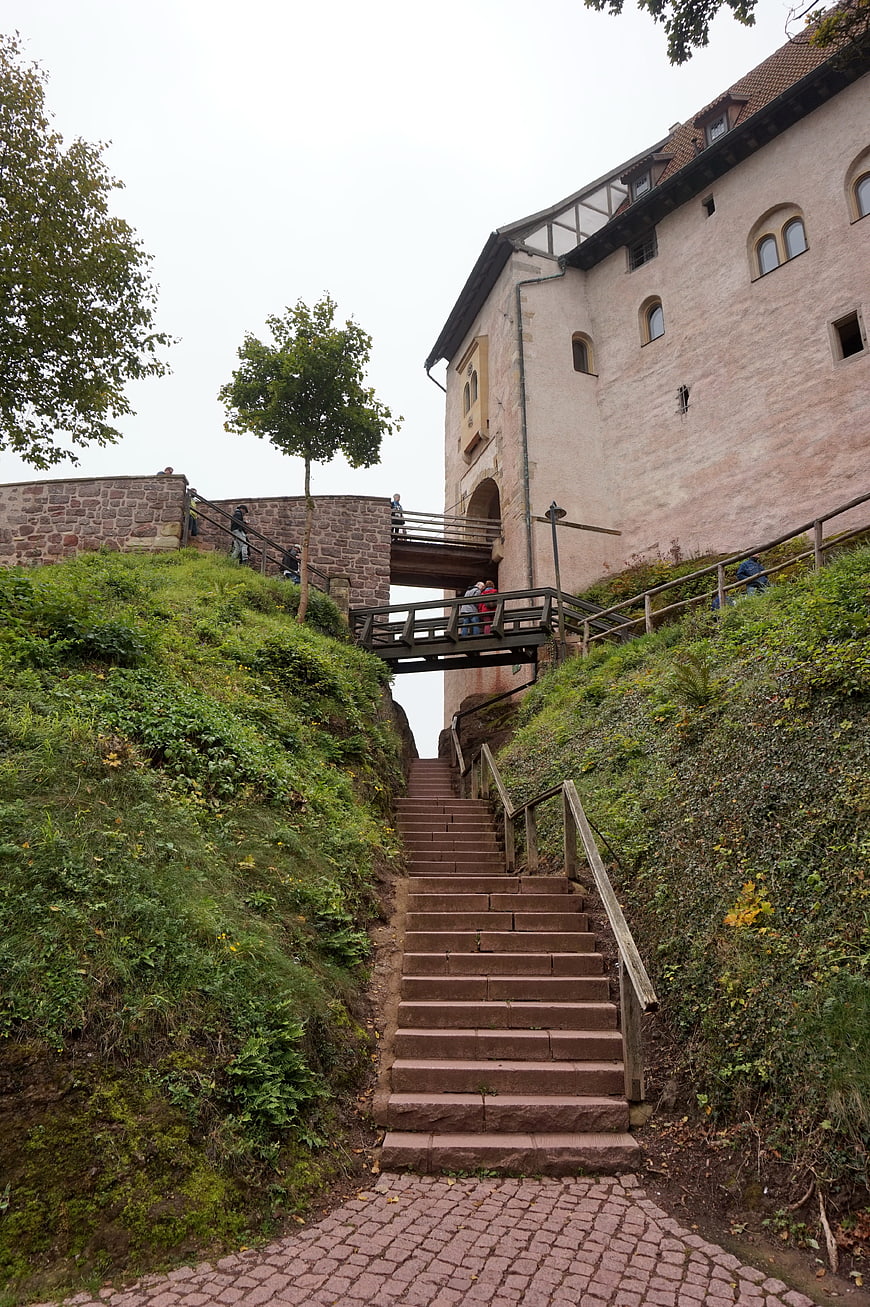 Stone stairs leading up to Wartburg Castle in Eisenach, Germany