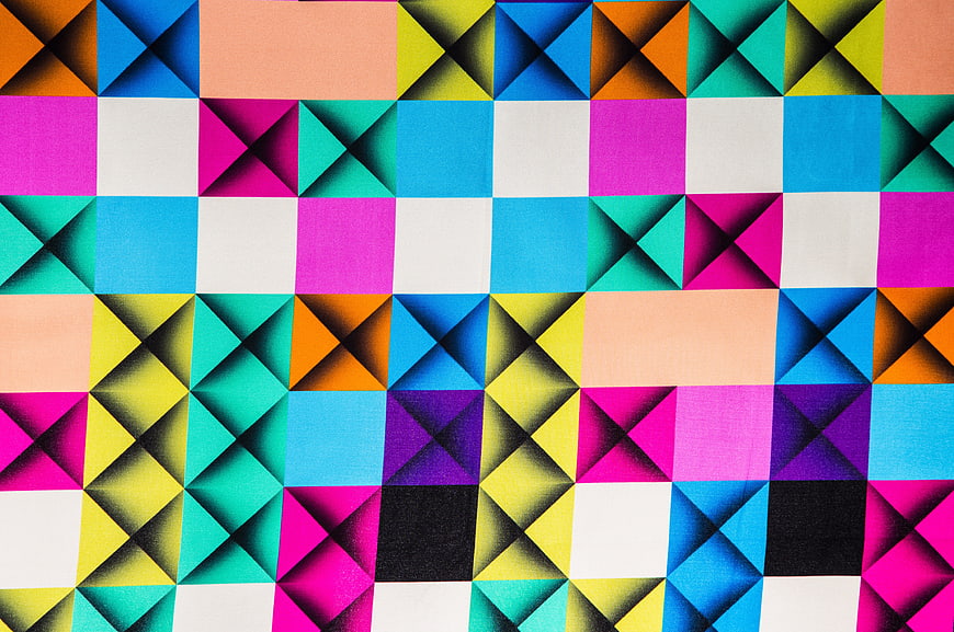 Colorful Geometric Fabric Pattern with 3D Optical Illusion