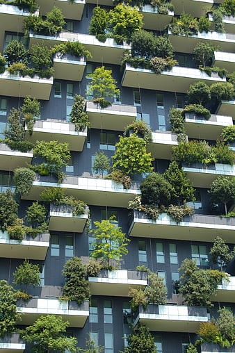 Modern Vertical Forest Apartment Building with Green Balconies