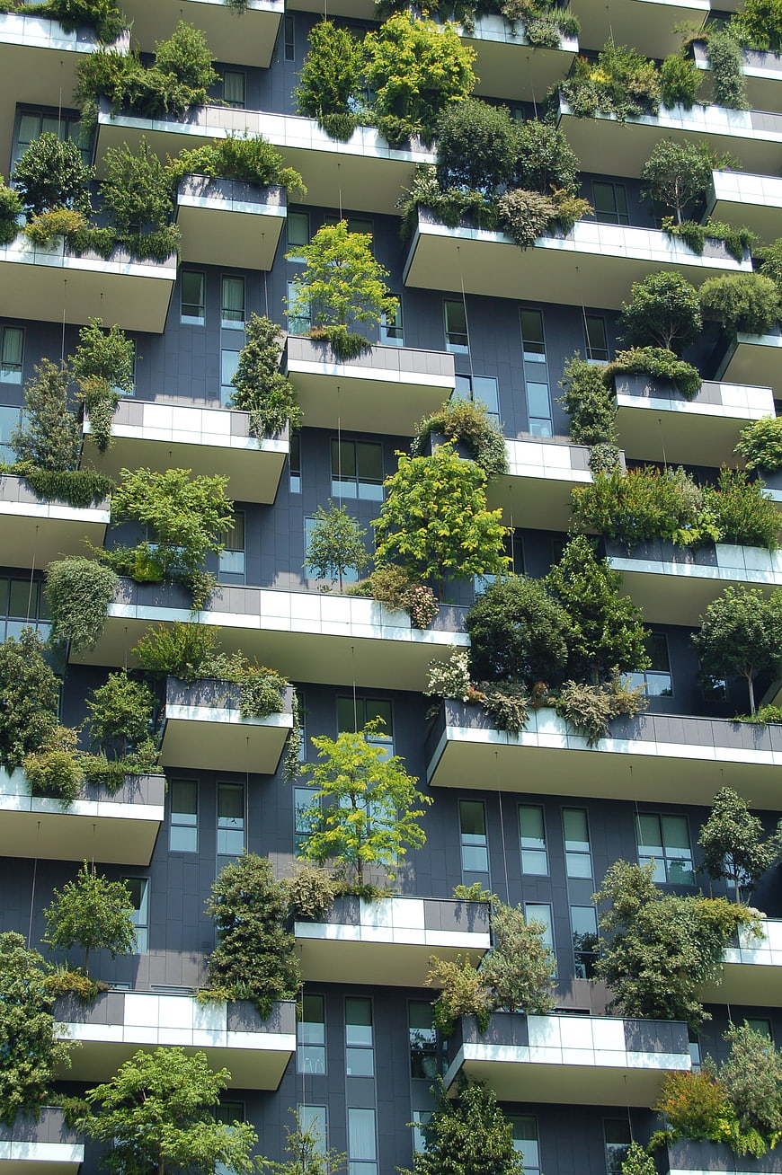 Modern Vertical Forest Apartment Building with Green Balconies