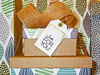 Small Gift Box with Ribbon and Just For You Tag