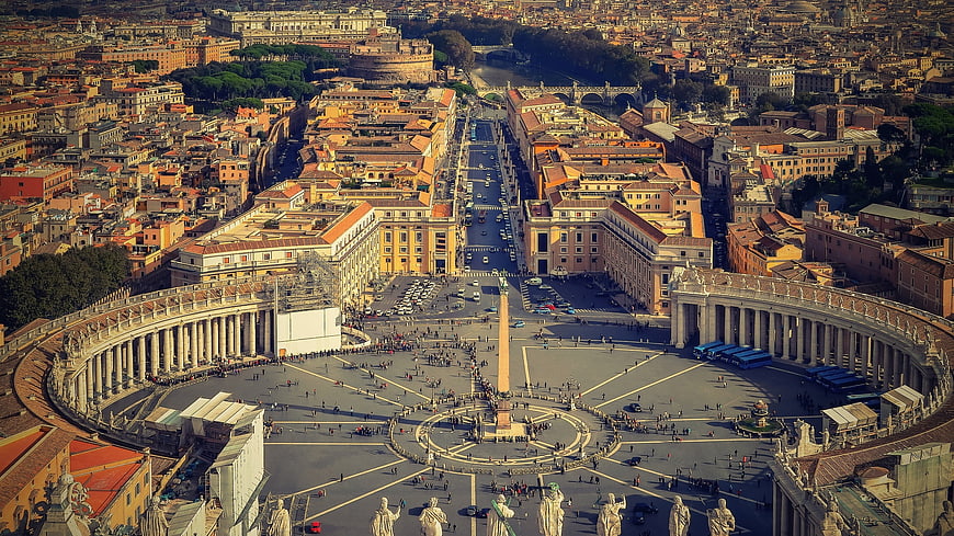 Aerial View of St. Peter's Square and Vatican City in Rome