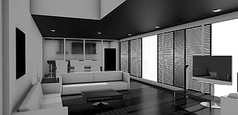 Modern Black And White Living Room 3D Interior Design Visualization