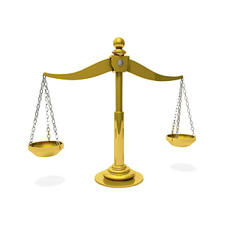 Golden Scales of Justice on White Background