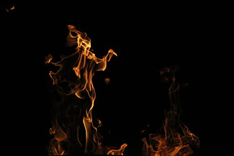 Dramatic Orange Flames Against Black Background