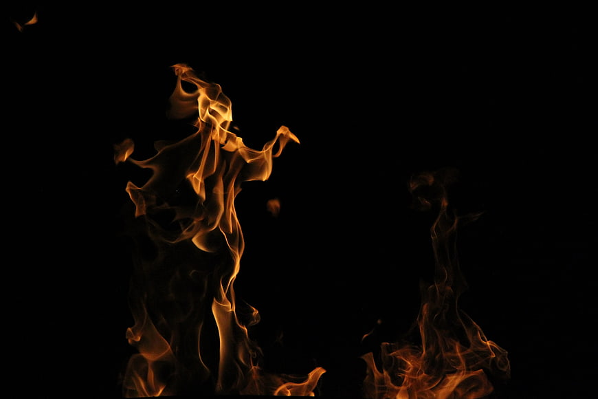 Dramatic Orange Flames Against Black Background