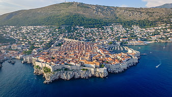 Aerial View of Dubrovnik Old Town and Adriatic Sea