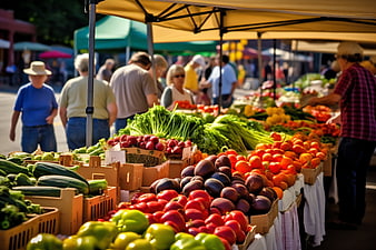 Fresh Vegetables at Outdoor Farmers Market Stall