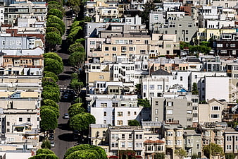 Aerial View of San Francisco Residential Neighborhood and Street