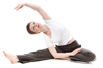 Woman Stretching on White Background for Fitness