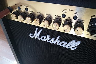 Close-up of Marshall Guitar Amplifier Control Panel