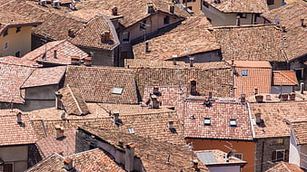 Aerial View of Terracotta Roofs in Italian Village