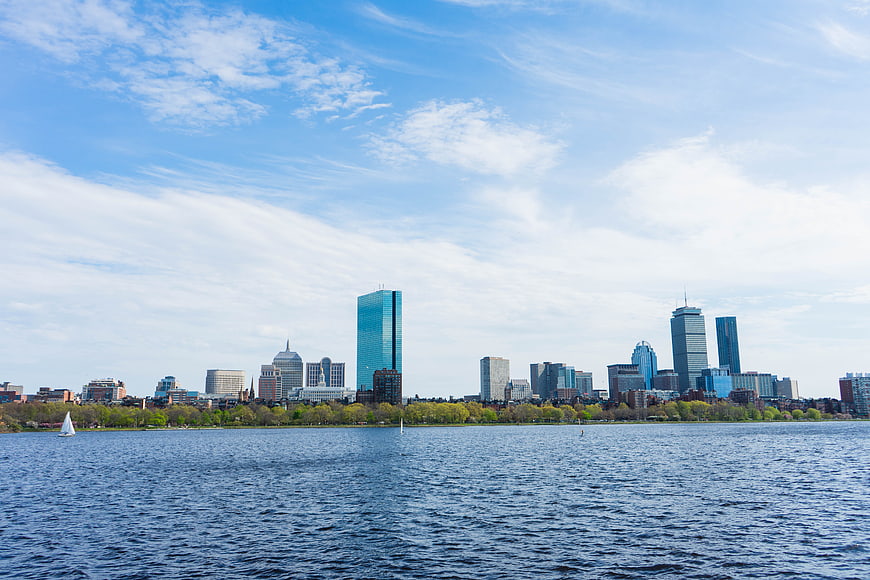 Boston Skyline View Across the Charles River on a Sunny Day