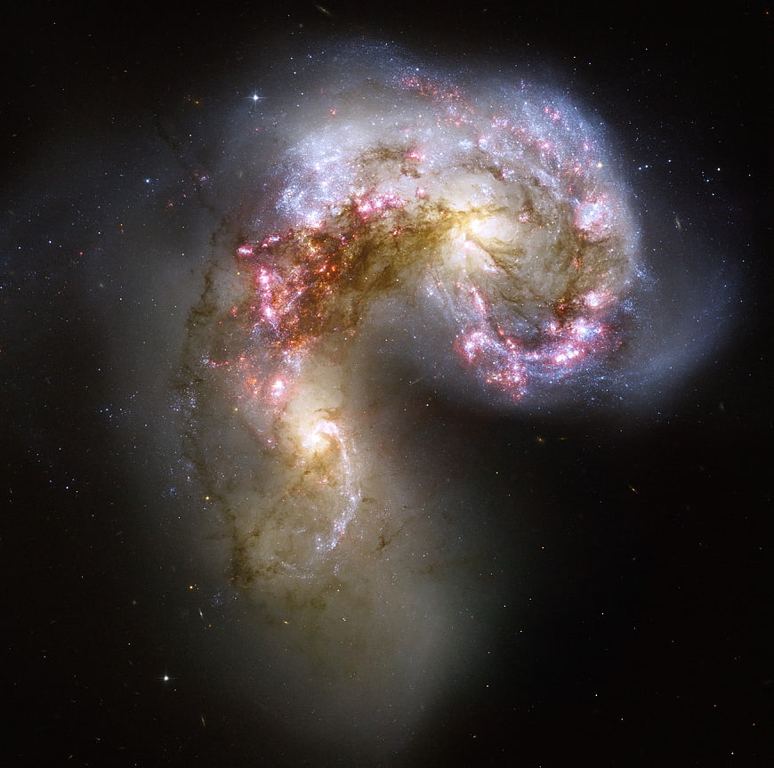 Antennae Galaxies NGC 4038 and NGC 4039 Interacting Space Nebula