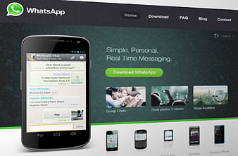 WhatsApp Website Screenshot Featuring Smartphone Chat Interface