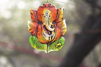 Colorful Hanging Ganesha Ornament on a String