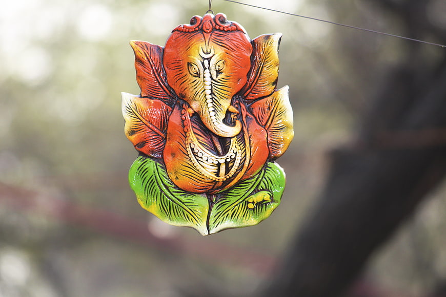 Colorful Hanging Ganesha Ornament on a String