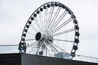 Ferris Wheel on Rooftop with People Taking Selfie