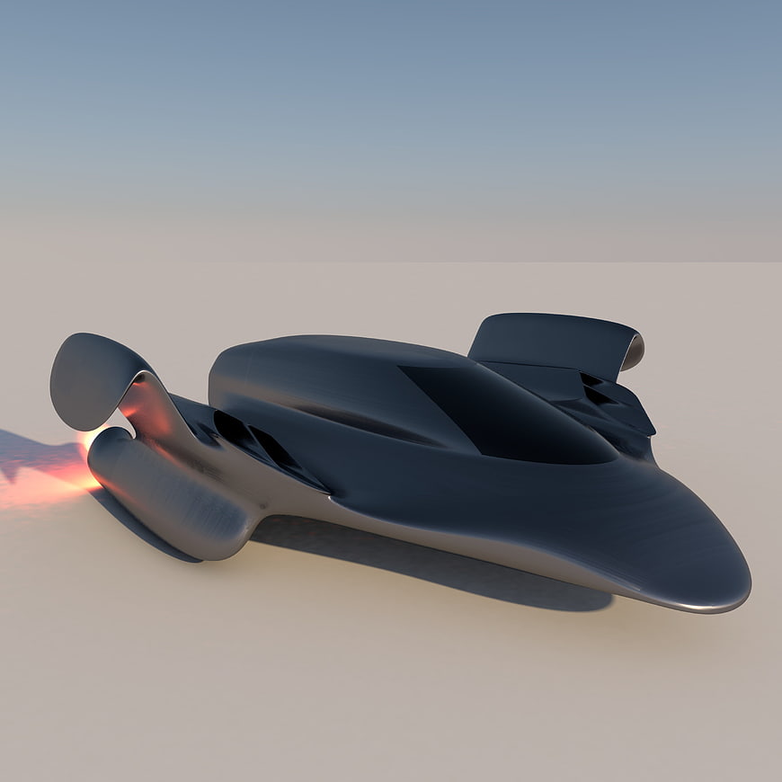 Futuristic Black Spaceship Concept Rendered in Minimalist 3D Style