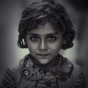 Emotional Black and White Portrait of a Young Girl