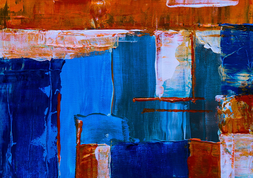 Abstract Blue and Orange Acrylic Painting Texture