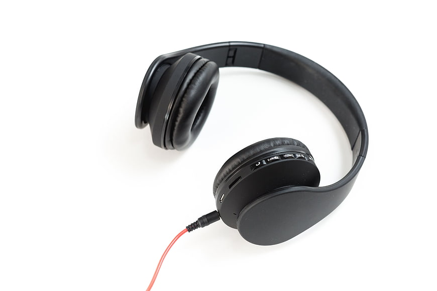 Black Wired Headphones on White Background