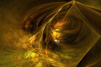 Abstract Gold and Yellow Flame Fractal Art