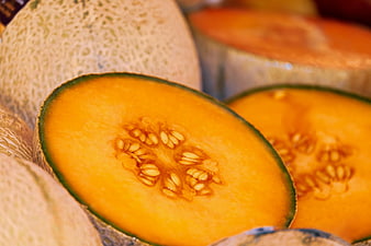 Fresh Sliced Cantaloupe Melon with Seeds