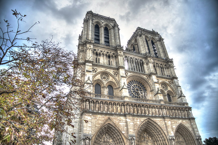 Low Angle View of Notre Dame Cathedral Paris