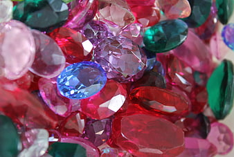 Colorful Faceted Gemstones Close Up