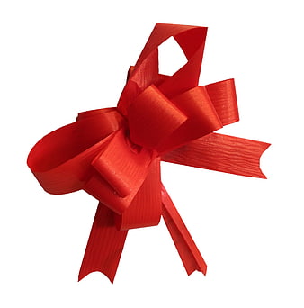 Red Ribbon Bow on White Background