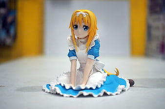Anime Girl Figurine In Blue And White Dress