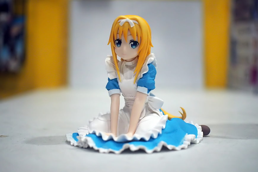 Anime Girl Figurine In Blue And White Dress