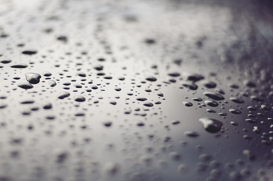 Close-up of water droplets on a wet surface