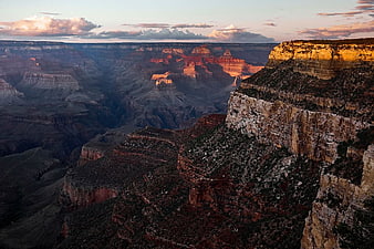 Grand Canyon Sunset Panorama with Golden Hour Light