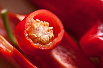 Macro Photography of Sliced Red Chili Pepper