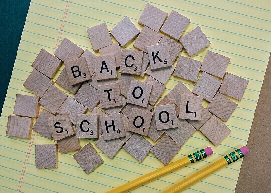 Back to School Scrabble Tiles on Yellow Lined Paper