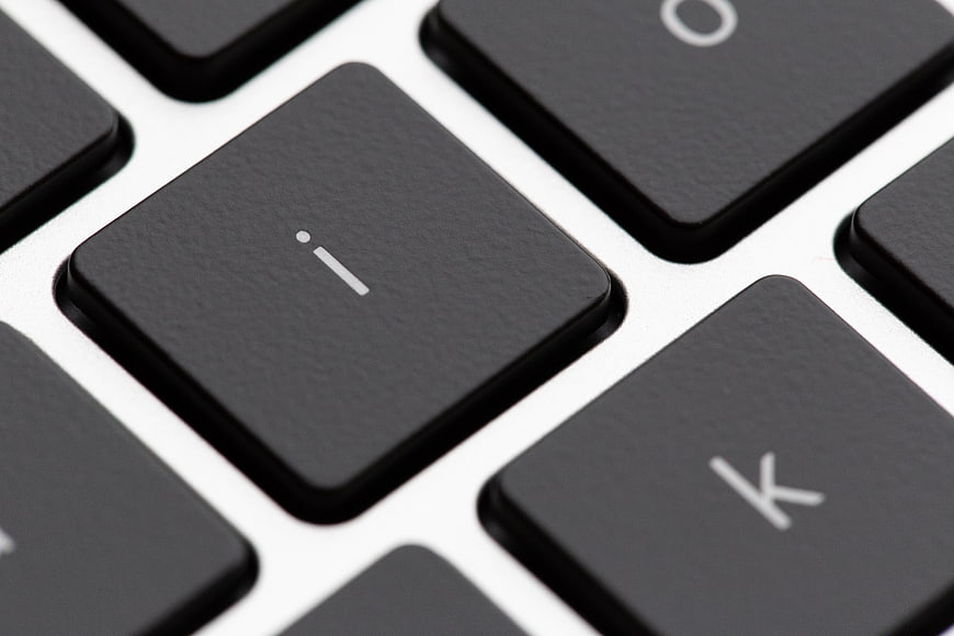 Close-up of laptop keyboard keys with shallow depth of field
