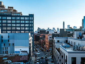Brooklyn Cityscape with Blue Sky and Urban Architecture
