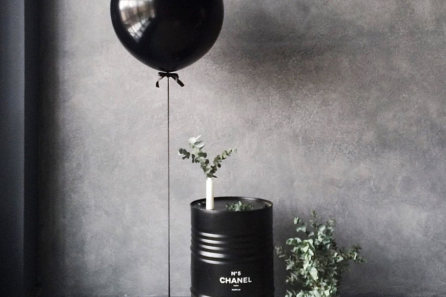 Black Balloon and Chanel Perfume Tin with Eucalyptus