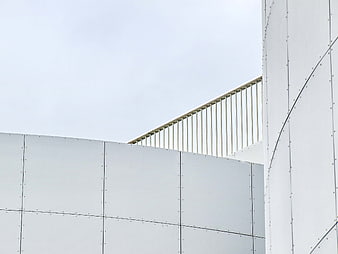 Minimalist White Modern Architecture Facade with Metal Panels