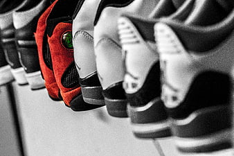 Selective Color Sneaker Collection Display