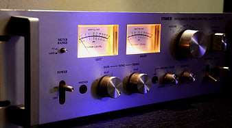 Vintage Fisher Integrated Stereo Amplifier with Illuminated Meters