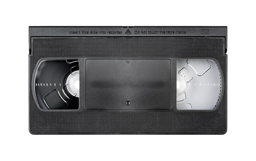 Vintage VHS Video Cassette Tape on White Background