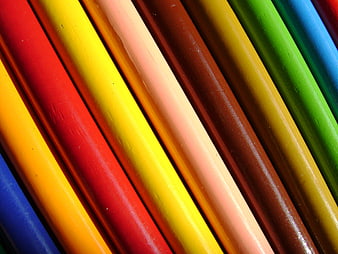 Close-up of colorful pencils arranged in diagonal stripes