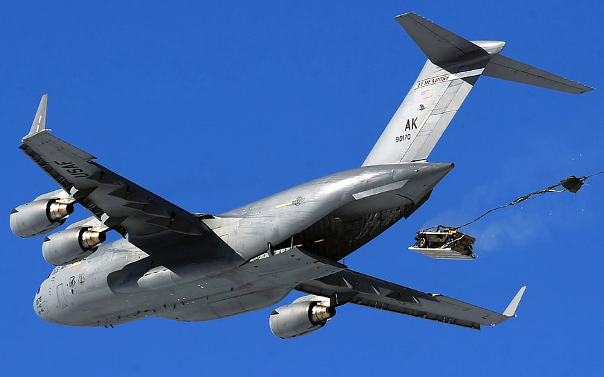 USAF C-17 Globemaster III Aerial Delivery of Military Vehicle