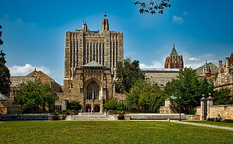 Yale University Library Architecture on Sunny Day