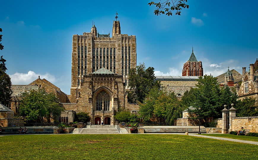 Yale University Library Architecture on Sunny Day