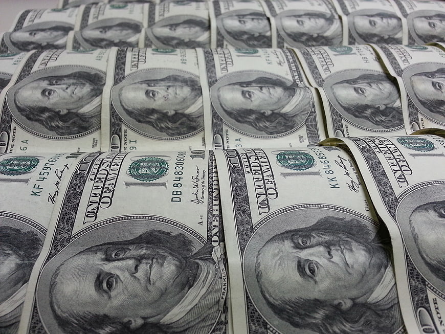 Stacks of One Hundred Dollar Bills Close Up