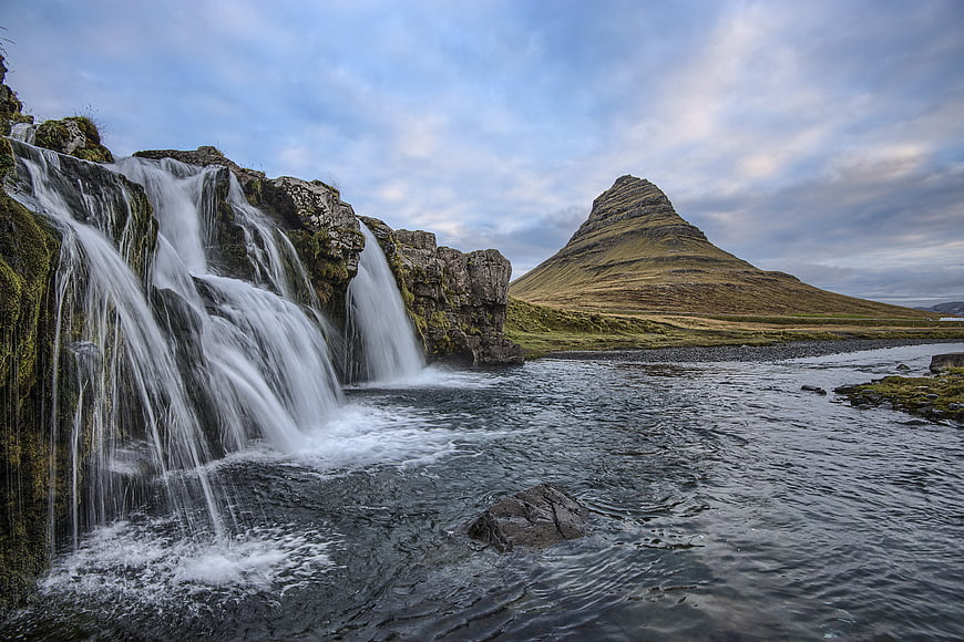 Kirkjufell Mountain and Waterfall in Iceland